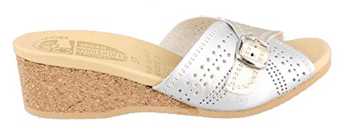 Worishofer Women's 251 Buckled Slide,Silver/Gold,36 EU (US Women's 6 M)